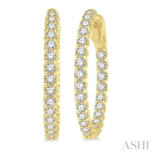 1 1/2 ctw Round Cut Diamond In-Out Hoop Earring in 14K Yellow Gold