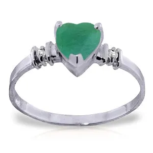 1.03 Carat 14K Solid White Gold Ring Natural Emerald Diamond