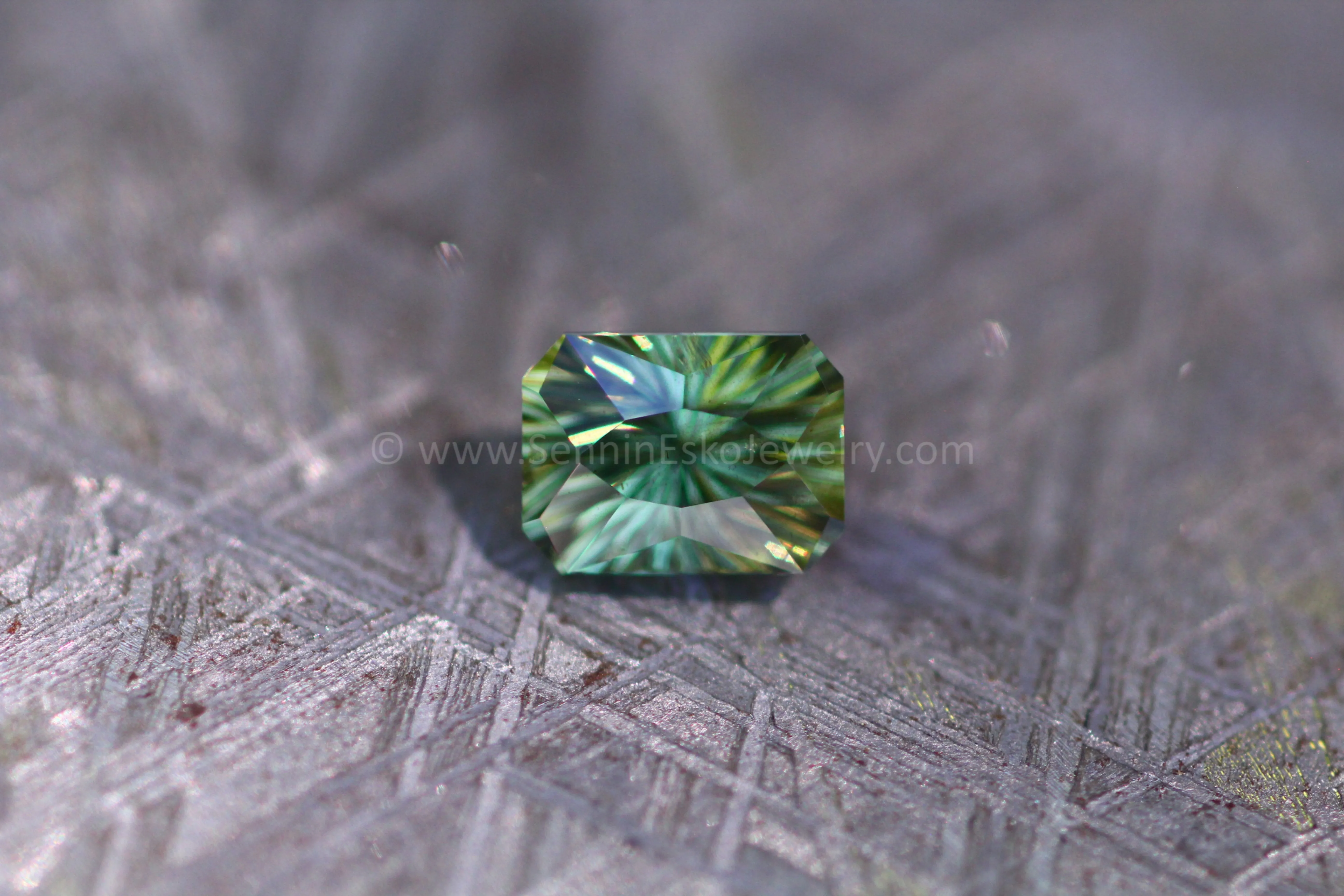 1.42 Carat Olive Green Sapphire Octagon - 7x5.2mm, Fantasy Cut