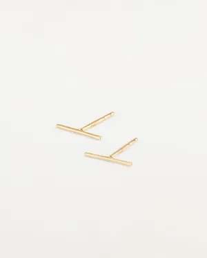 14K Gold Bar Stud