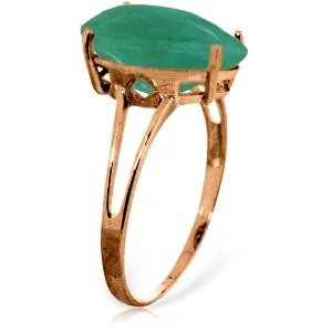 14K Solid Rose Gold Ring Natural Emerald Jewelry