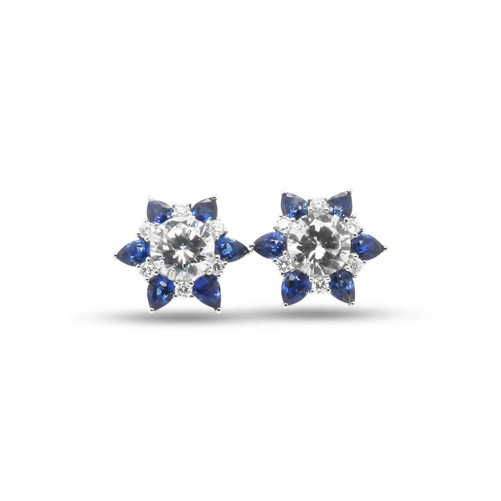 14k White Gold Diamond & Sapphire Earring Jackets