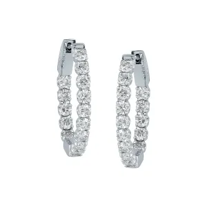 14K White Gold Diamond Inside/Out Oval Hoop Earrings