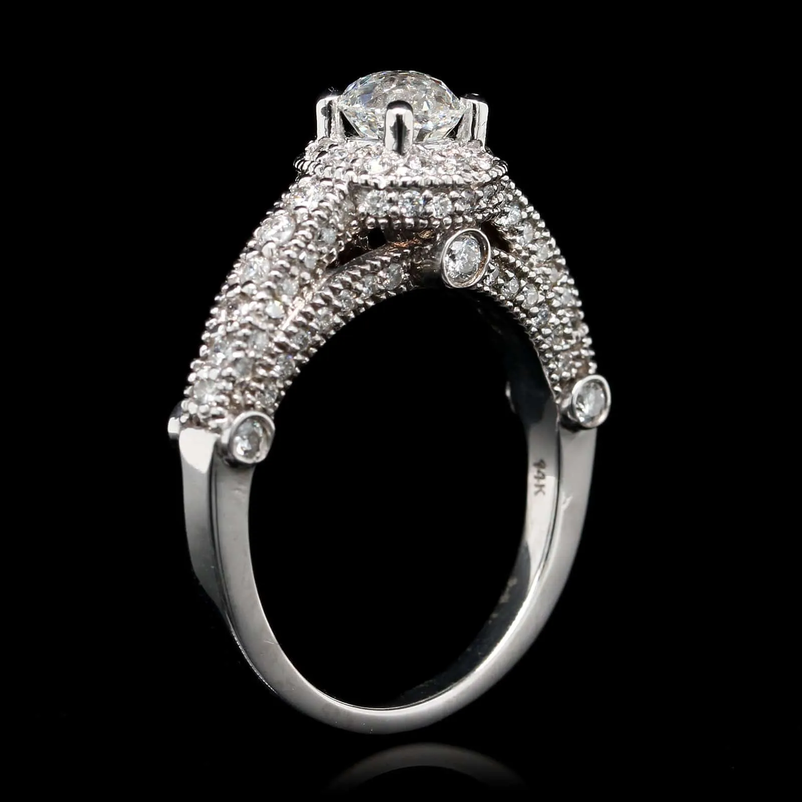 14K White Gold Estate "Crown of Light" Diamond Engagement Ring