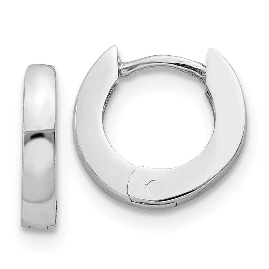 14k White Gold Polished Hinged Hoop Earrings