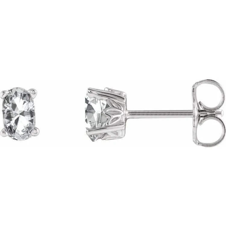 14K White Natural White Sapphire Earrings