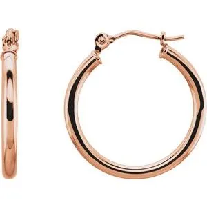 14K White Tube 25 mm Hoop Earrings