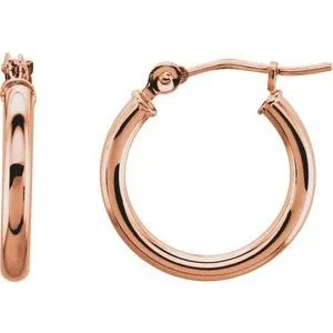 14K White Tube 25 mm Hoop Earrings