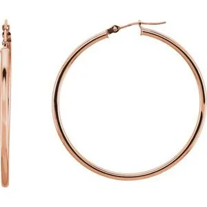 14K White Tube 25 mm Hoop Earrings