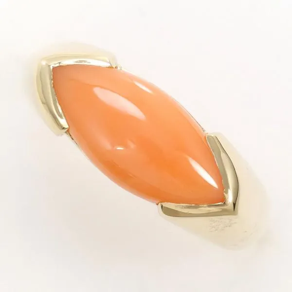 14K Yellow Gold Coral Ring Size 13.5