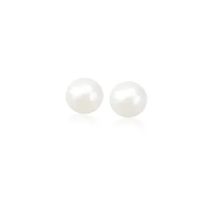 14k Yellow Gold Freshwater Cultured White Pearl Stud Earrings (6.0 mm)