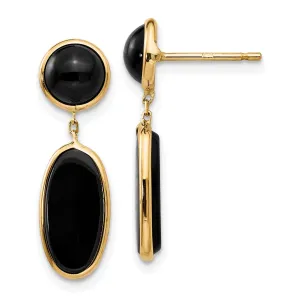 14k Yellow Gold Polished Oval Onyx Post Earrings