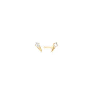 14kt Gold White Sapphire Spike Stud Earrings