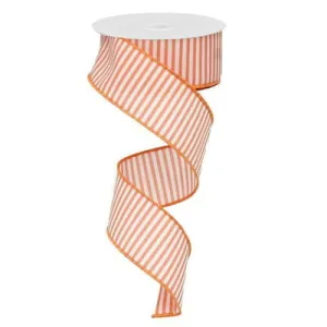 1.5" Coral White Horizontal Lines Ribbon RX91418K