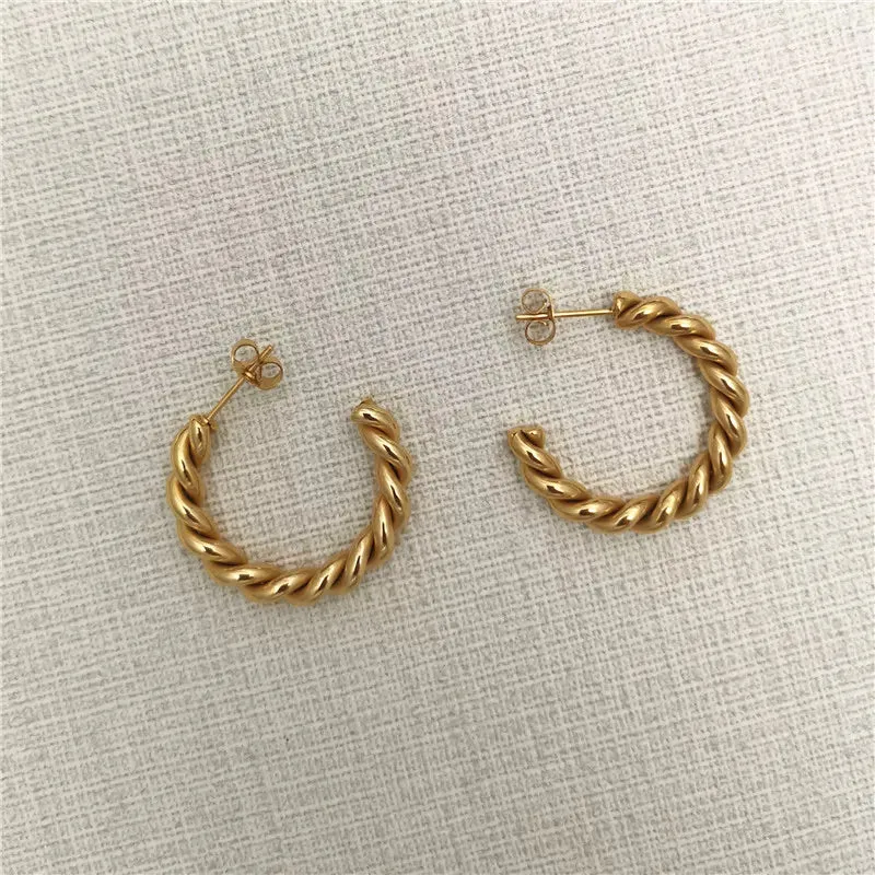 18K Gold-Filled Twisted Rope Earrings