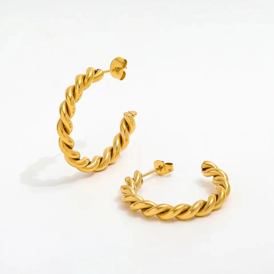 18K Gold-Filled Twisted Rope Earrings