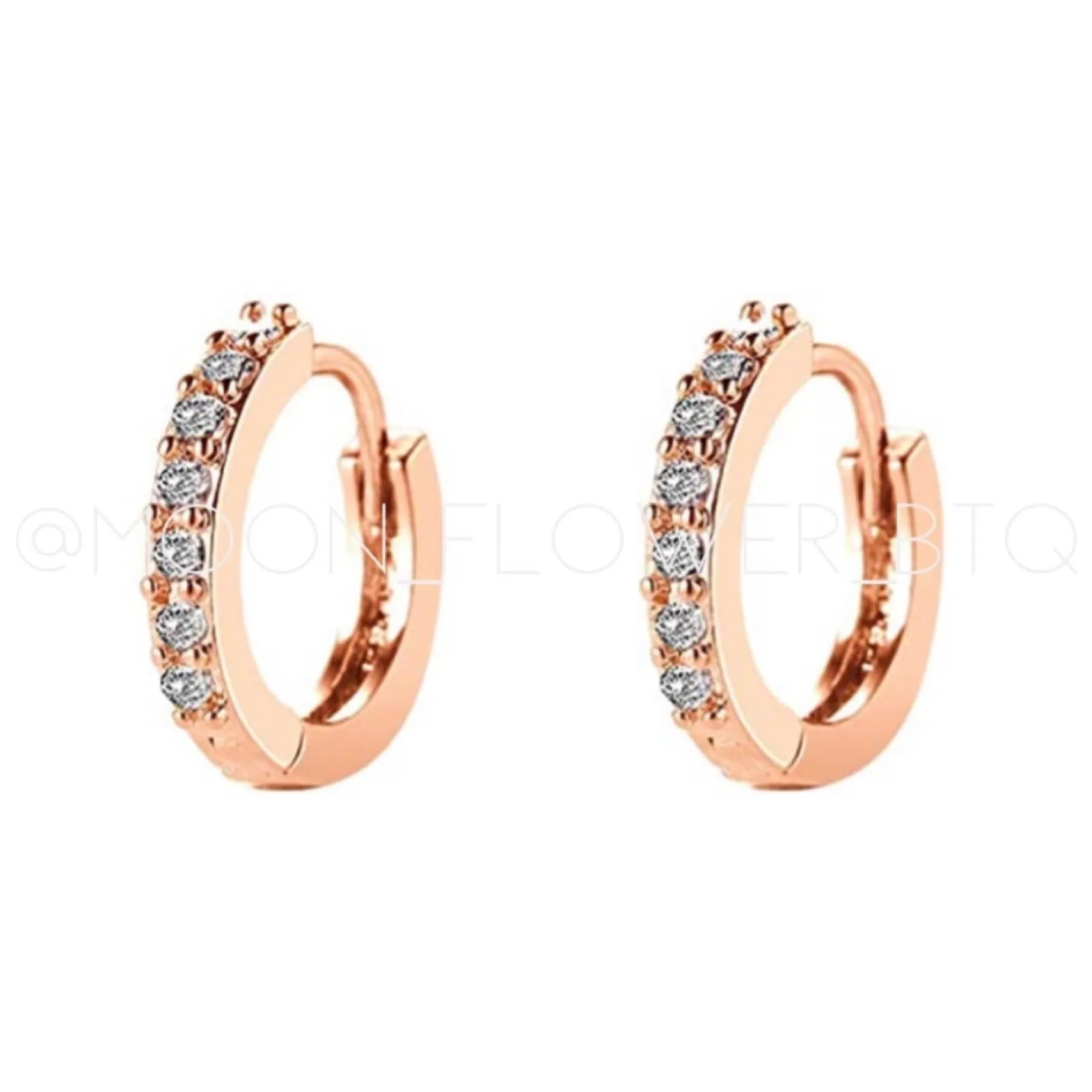 18k Rose Gold Plated Cubic Zirconia Hoop Earrings