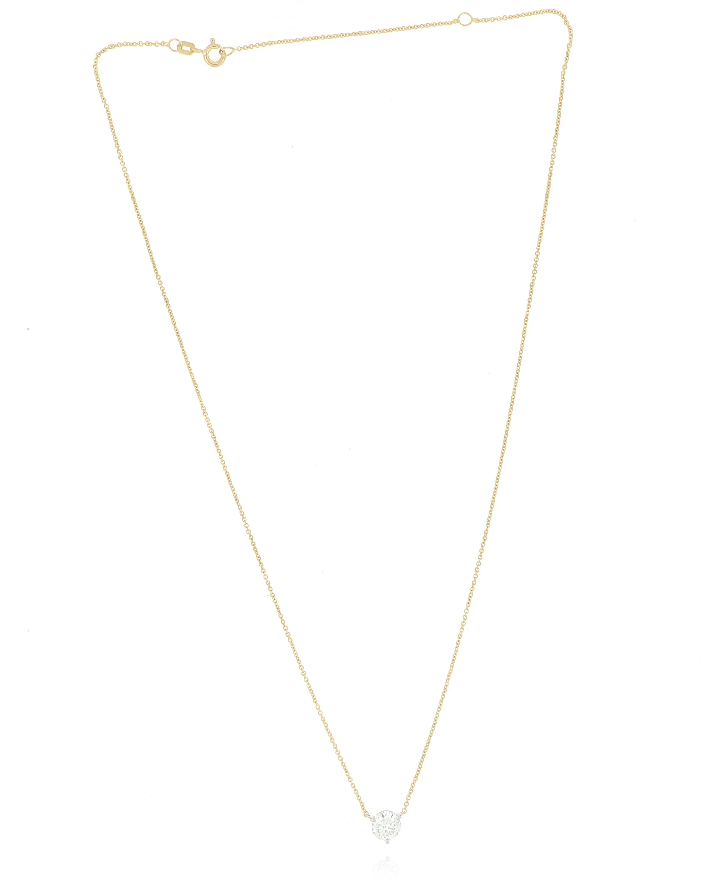 18k Yellow Gold and Platinum Signature Solitaire Necklace