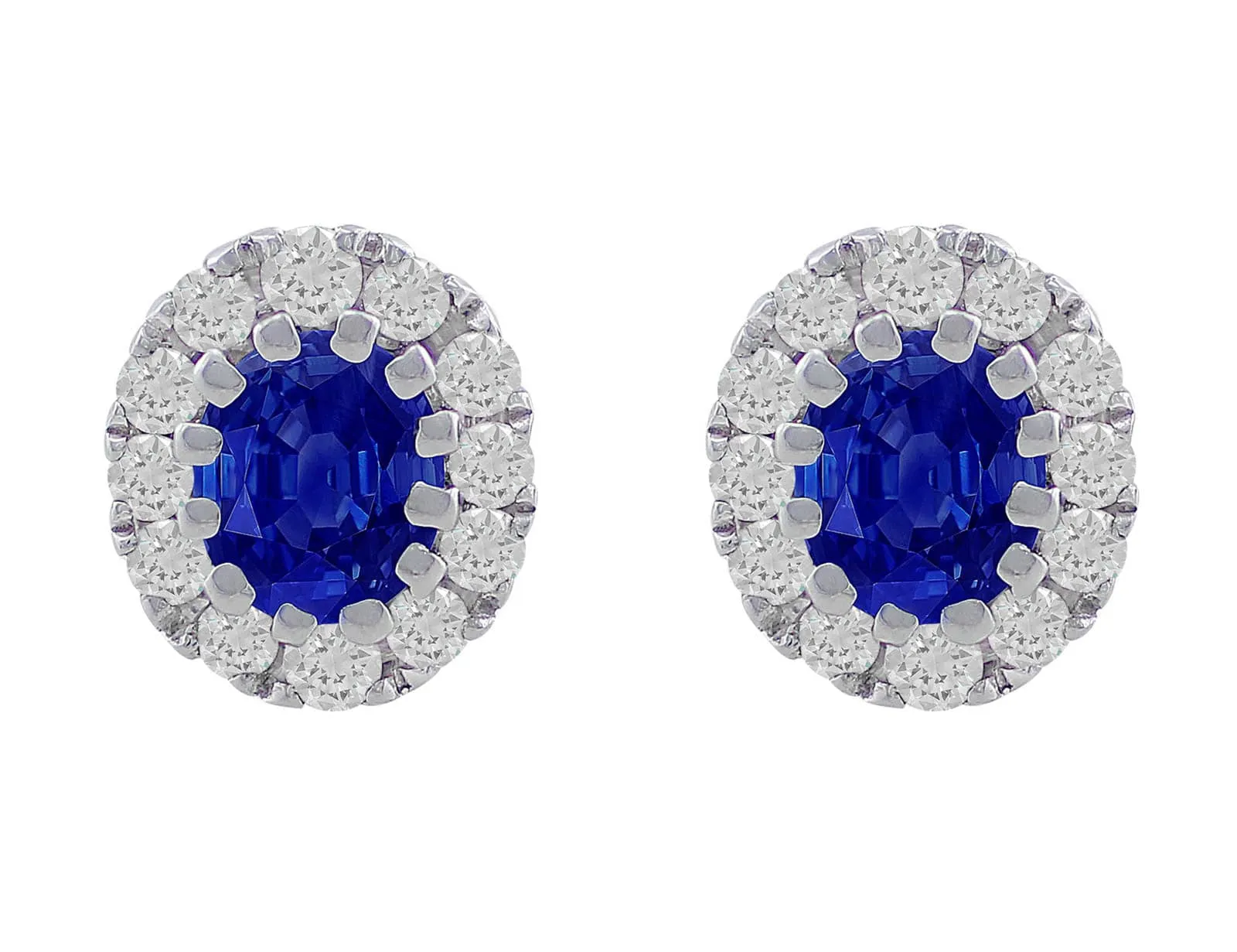 18kt White Gold Oval Sapphire Studs