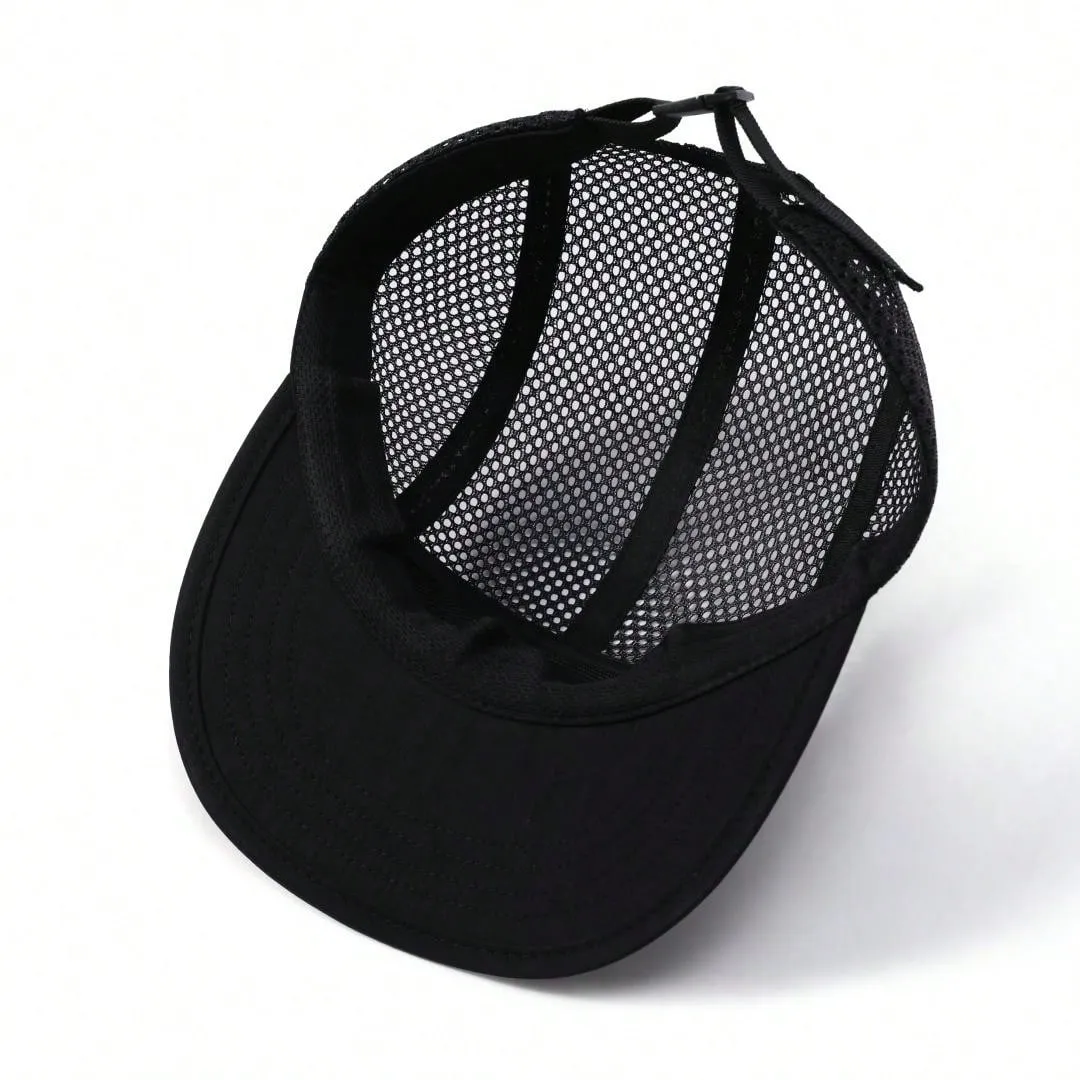 1pc Men's Summer Breathable Mesh Baseball Cap, Japanese Style Baseball Cap, Five Panels, Outdoor Camping Mesh Hat, Big Head Circumference Trucker Cap