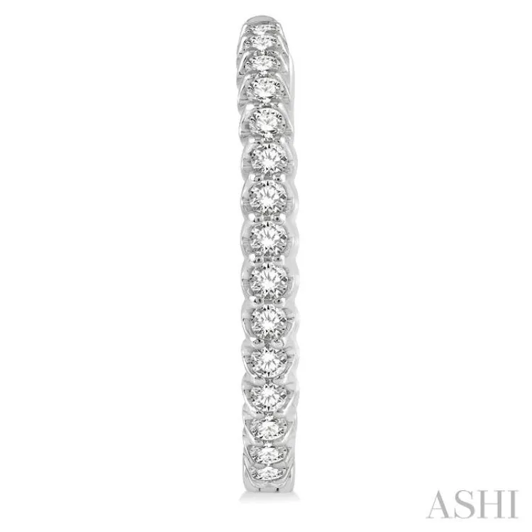 2 ctw Round Cut Diamond In-Out Hoop Earring in 14K White Gold