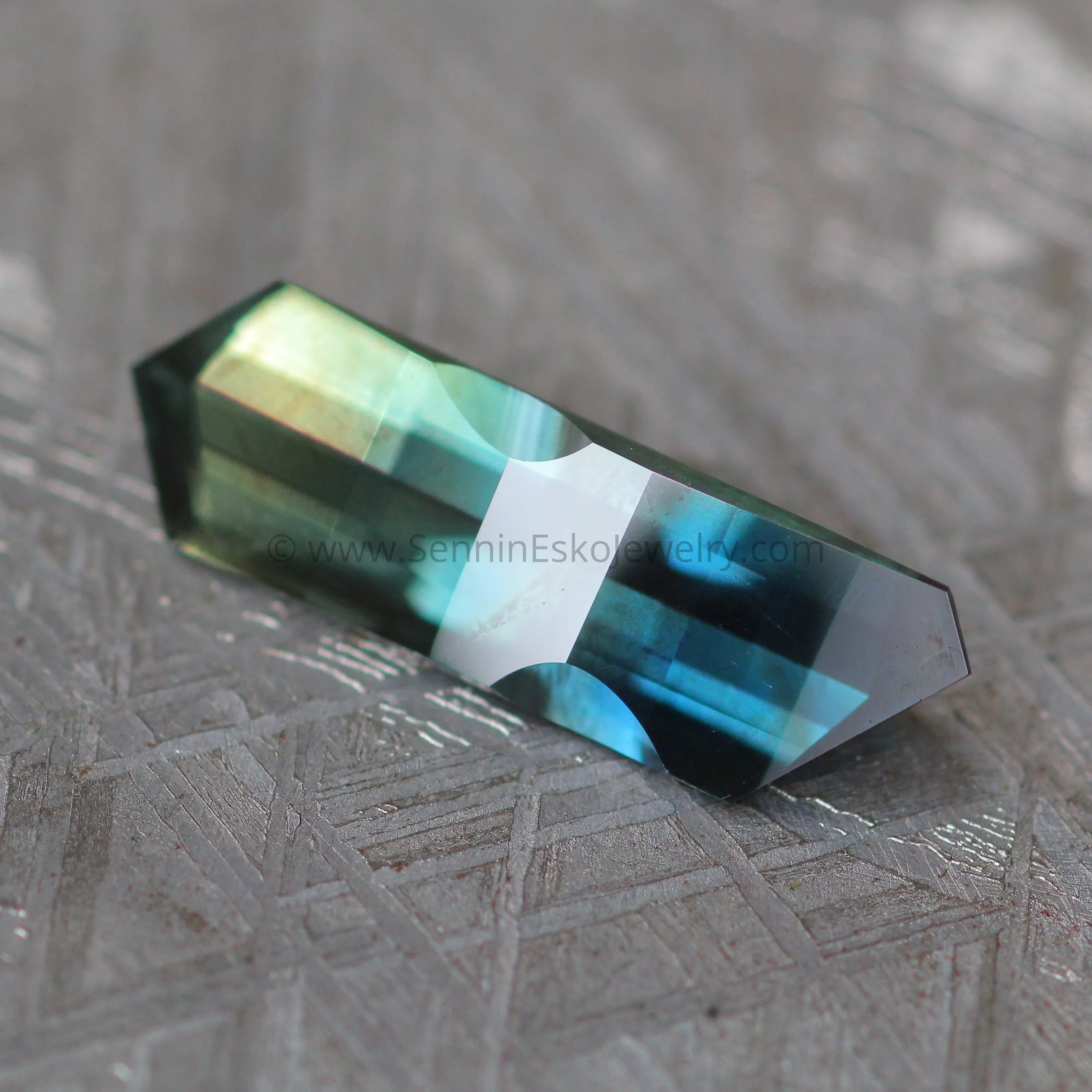 2.2 carat Blue/Green & Yellow Sapphire - Fantasy Pixel Cut, 15.2x4.7mm