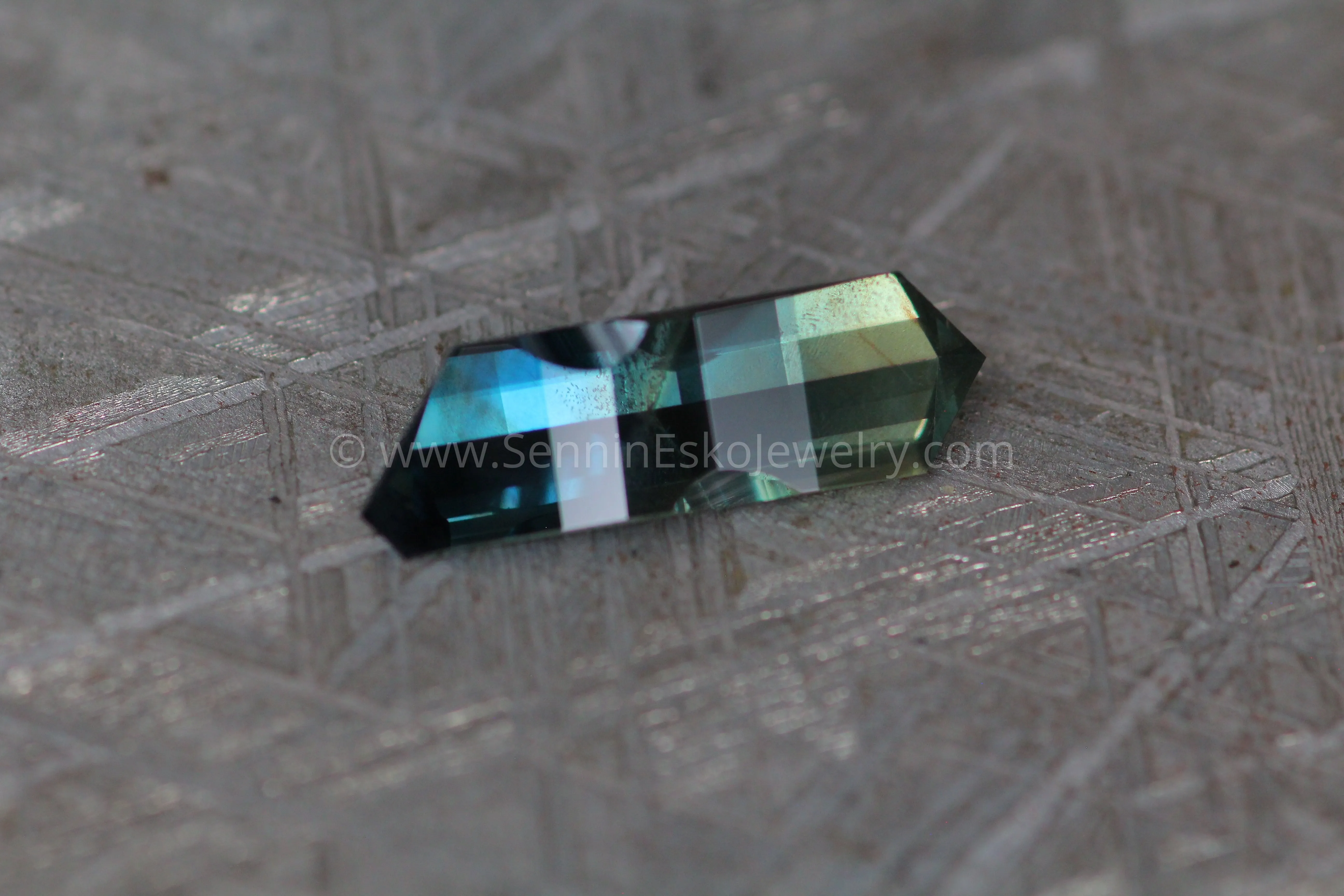 2.2 carat Blue/Green & Yellow Sapphire - Fantasy Pixel Cut, 15.2x4.7mm