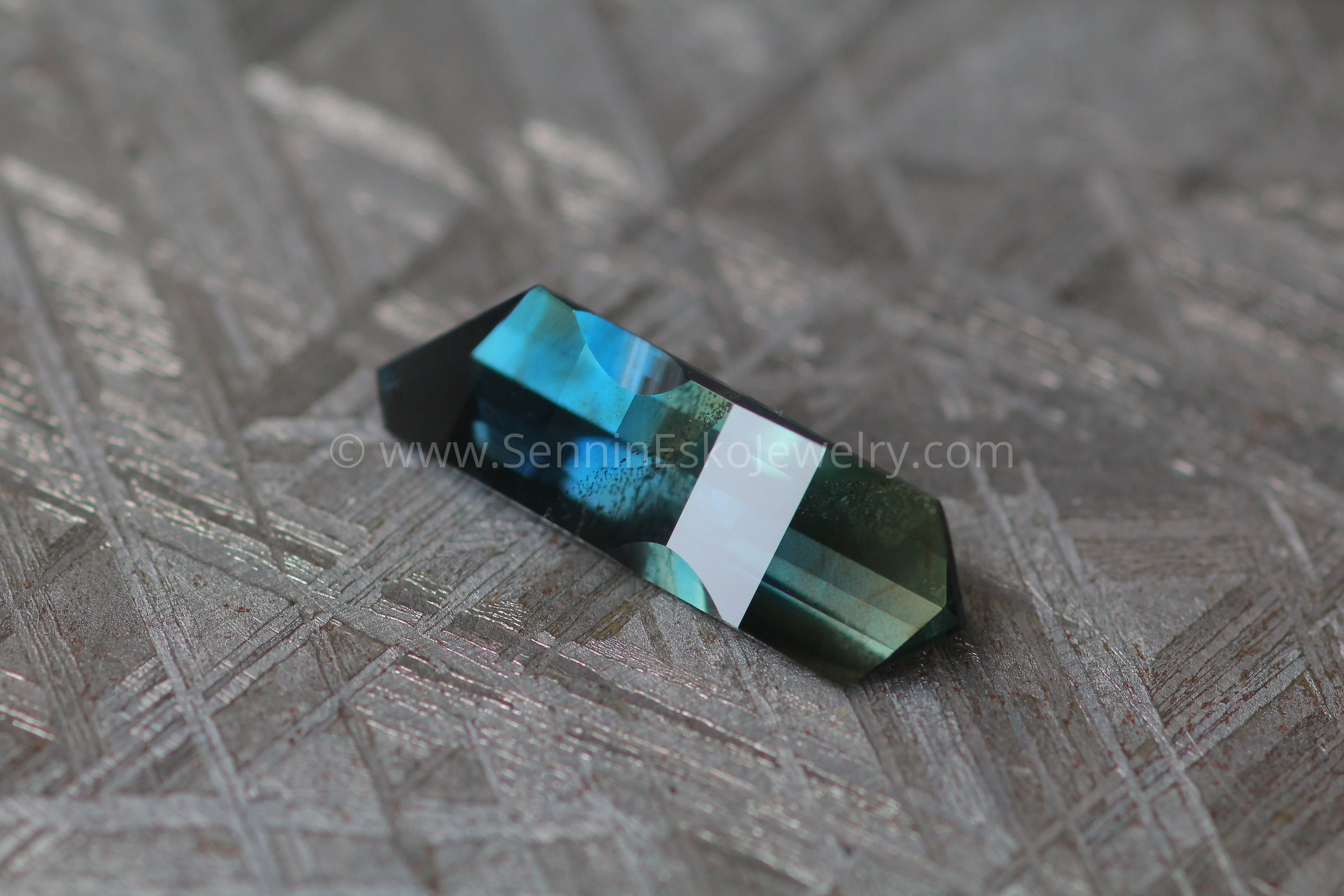 2.2 carat Blue/Green & Yellow Sapphire - Fantasy Pixel Cut, 15.2x4.7mm