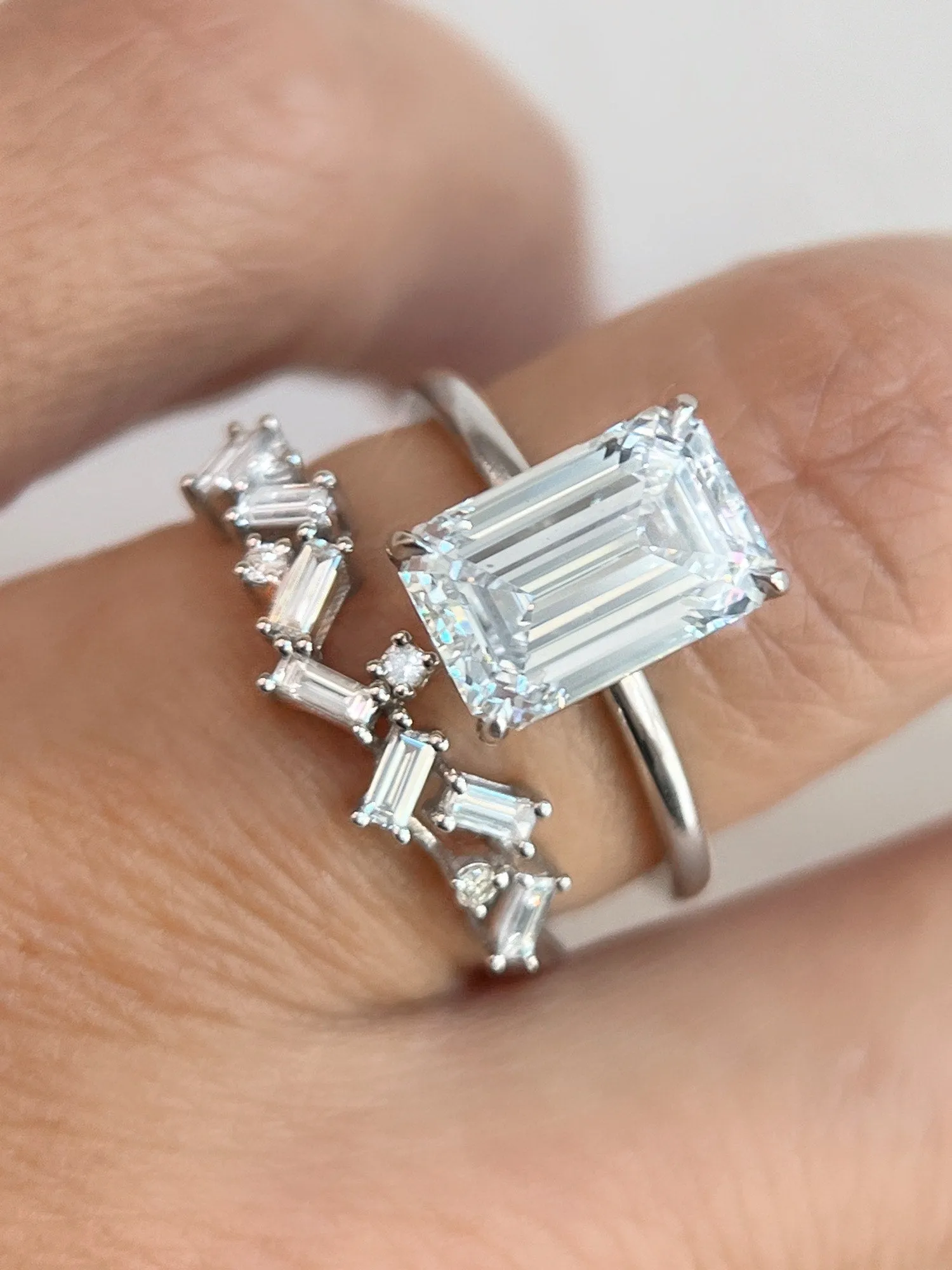 3.07ct Emerald Cut Lab Grown Diamond Aura Ring