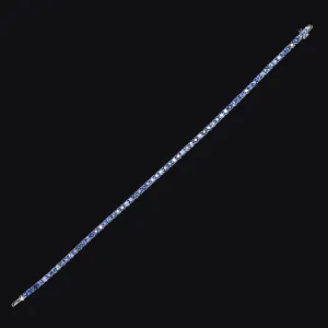 5.20ct SAPPHIRE TENNIS BRACELET 14k WHITE GOLD NATURAL CLASSIC CORNFLOWER BLUE