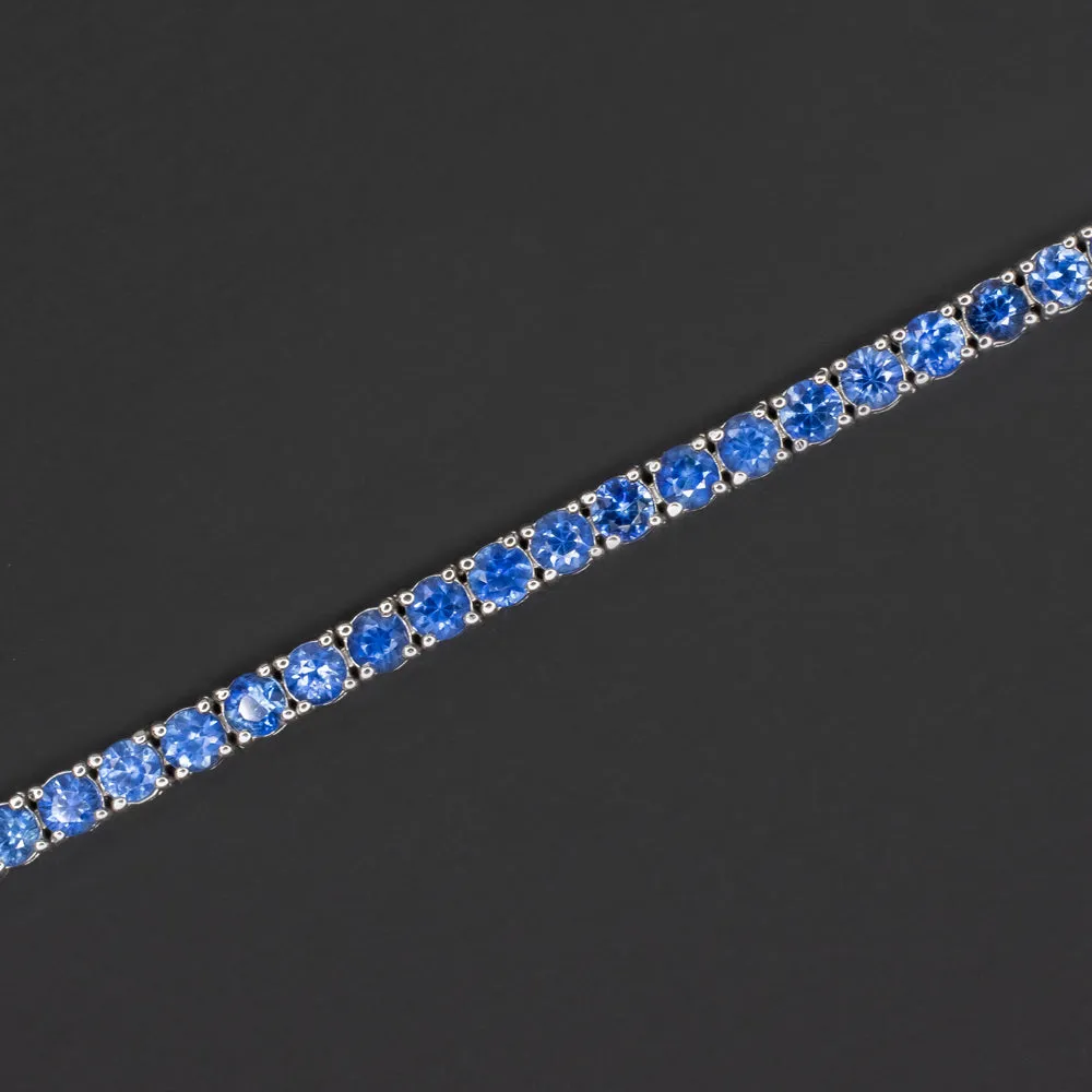 5.20ct SAPPHIRE TENNIS BRACELET 14k WHITE GOLD NATURAL CLASSIC CORNFLOWER BLUE