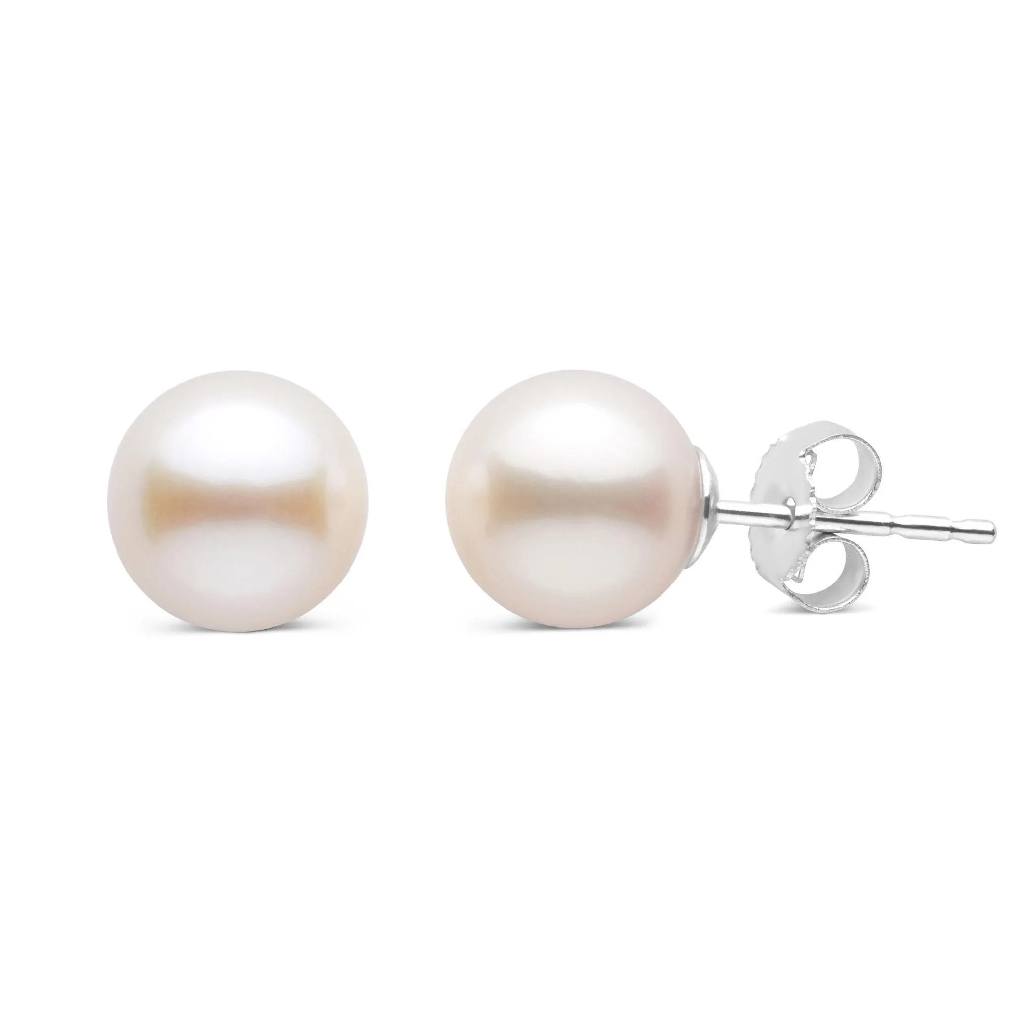 7.5-8.0 mm AAA White Freshwater Pearl Stud Earrings