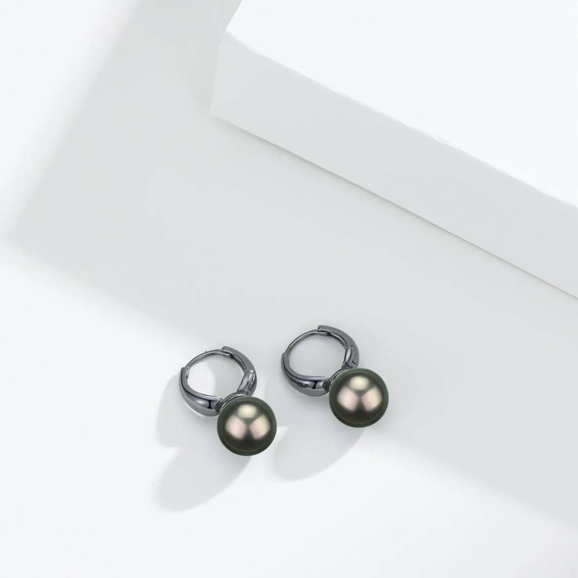 9-10mm Tahitian Pearl Round Hoop Earrings