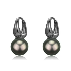 9-10mm Tahitian Pearl Round Hoop Earrings