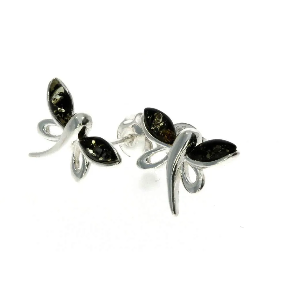 925 Sterling Silver & Baltic Amber Butterfly Stud Earrings GL146