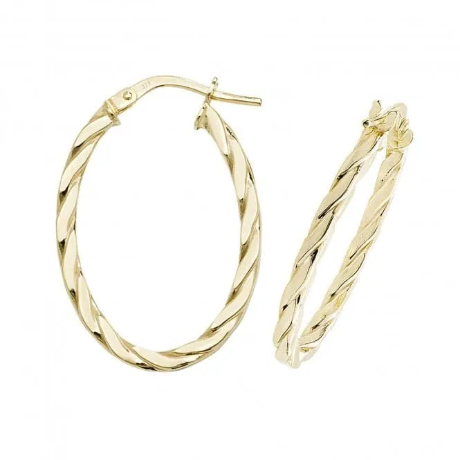 9ct Yellow Gold Oval Hoop Earrings ER1041-V3