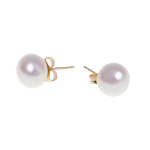 9K Yellow Gold Freshwater 8.5 - 9mm Pearl Stud Earrings