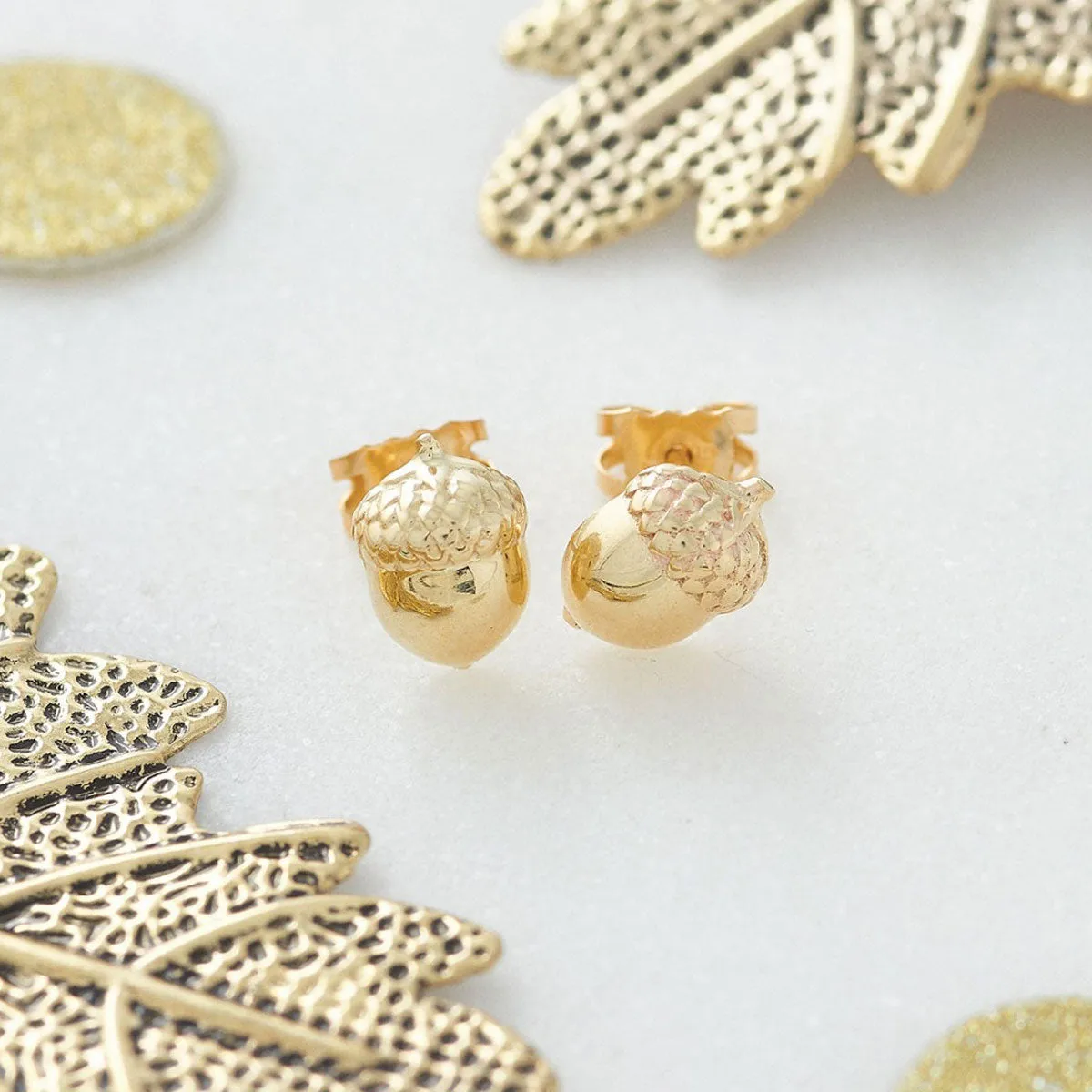 Acorn Solid Gold Stud Earrings