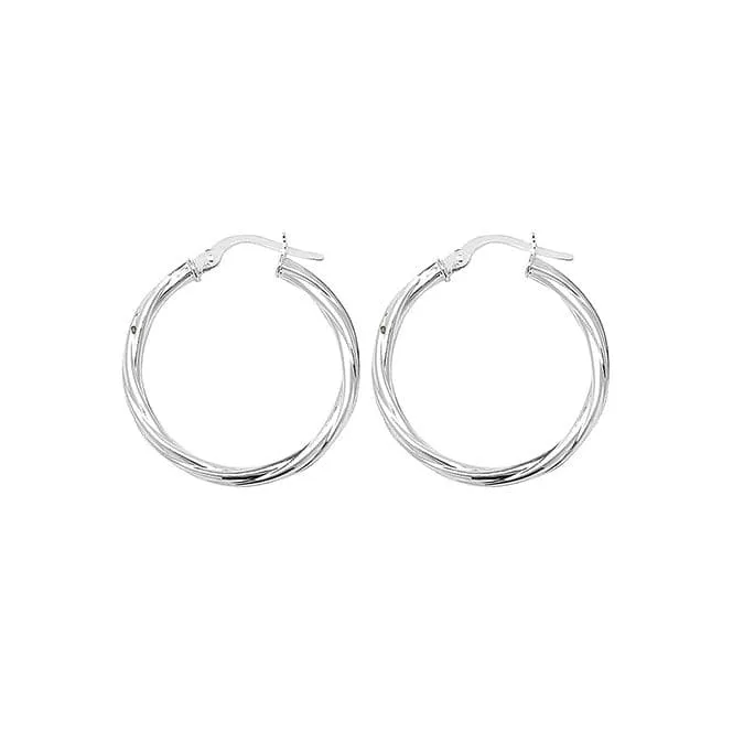 Acotis Silver Hoop Earrings Twisted G5976