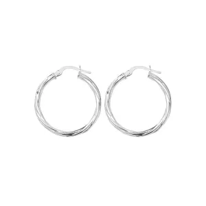 Acotis Silver Hoop Earrings Twisted G5976