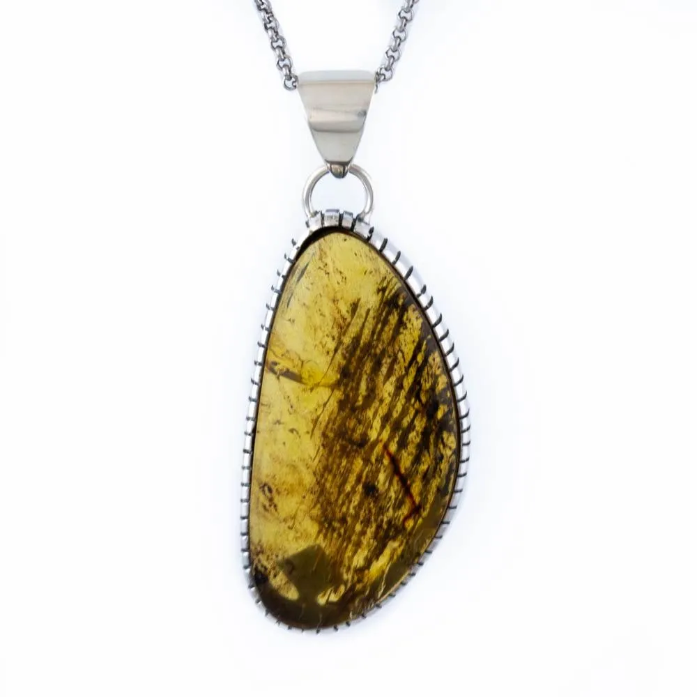 Angular Streaked Amber Pendant