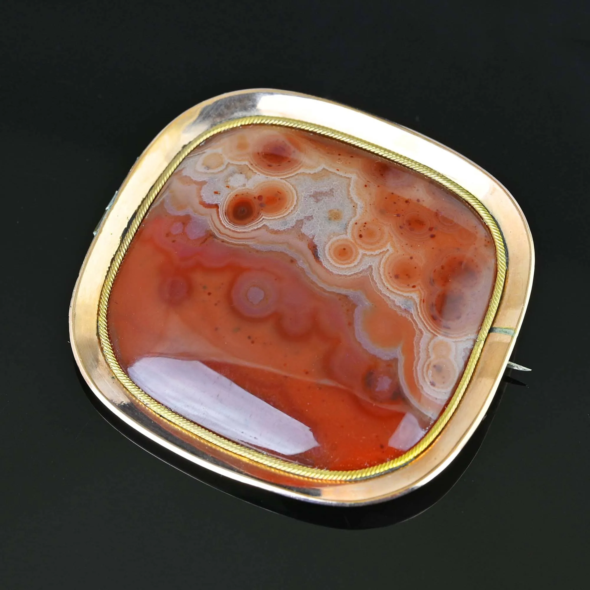 Antique 10K Rose Gold Scottish Carnelian Agate Brooch