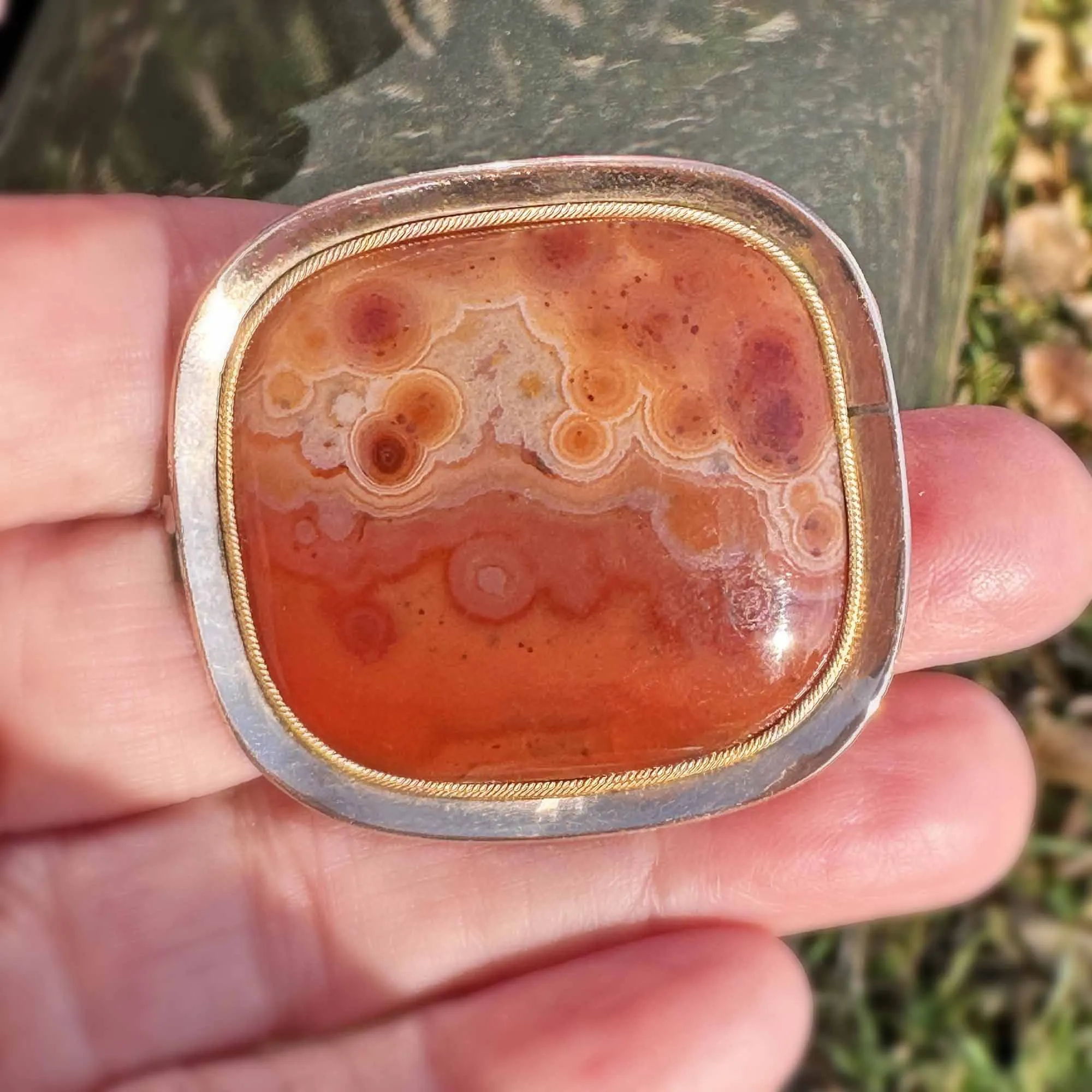 Antique 10K Rose Gold Scottish Carnelian Agate Brooch