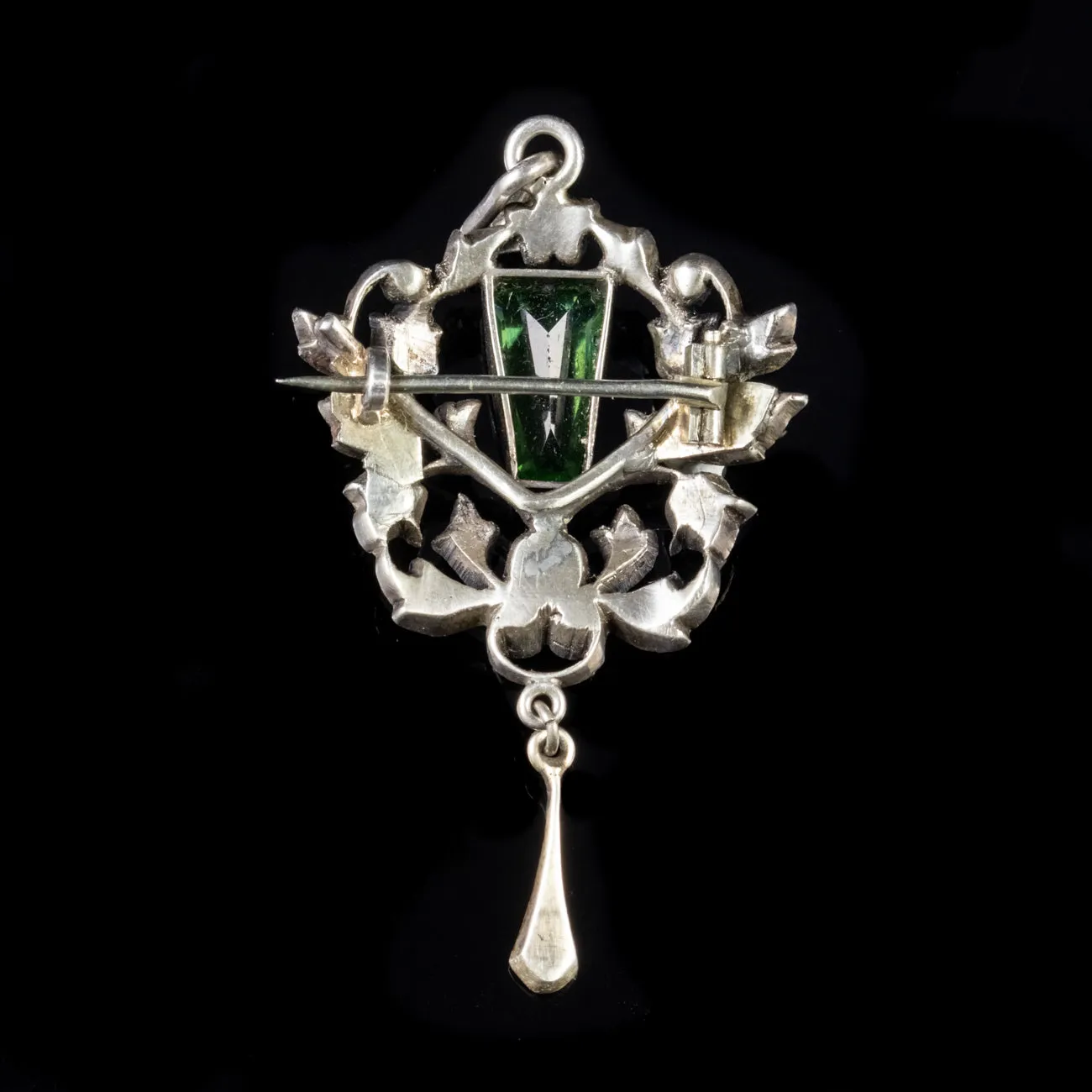 Antique Victorian Paste Brooch Pendant Silver Circa 1890