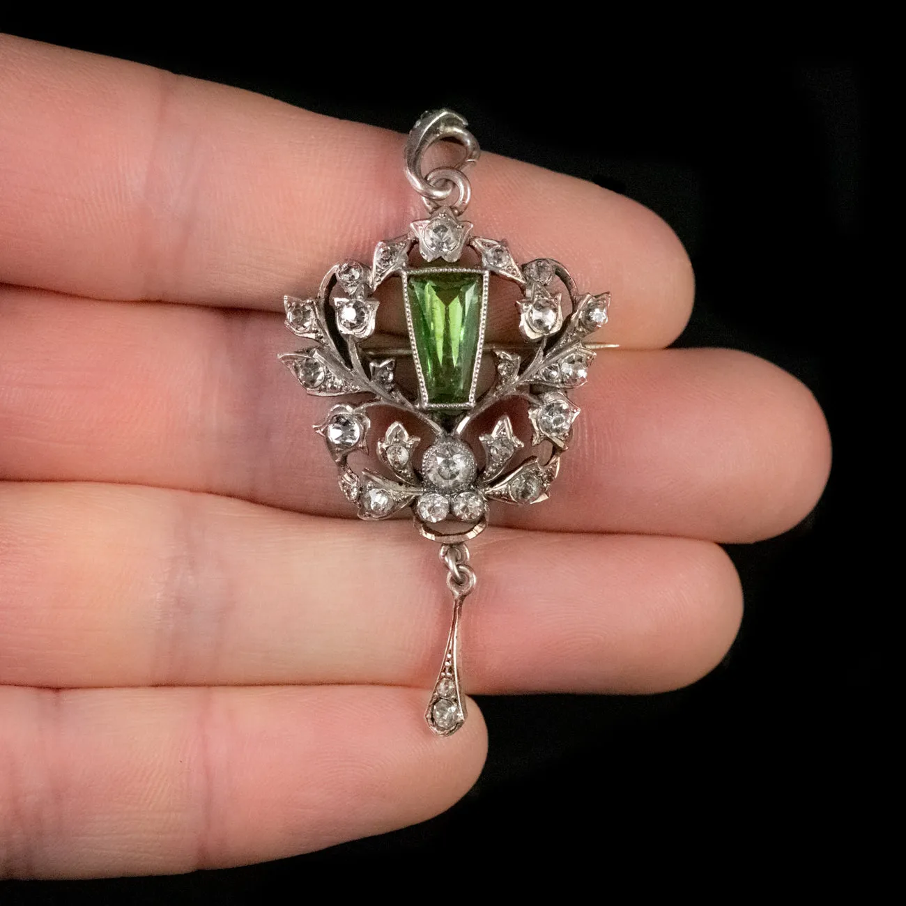 Antique Victorian Paste Brooch Pendant Silver Circa 1890