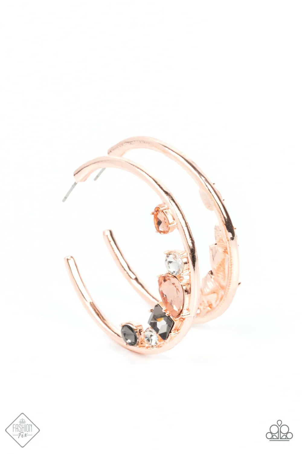 Attractive Allure - Rose Gold - Gem Paparazzi Hoop Earrings - April 2022 Glimpses of Malibu