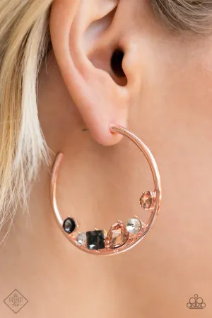 Attractive Allure - Rose Gold - Gem Paparazzi Hoop Earrings - April 2022 Glimpses of Malibu