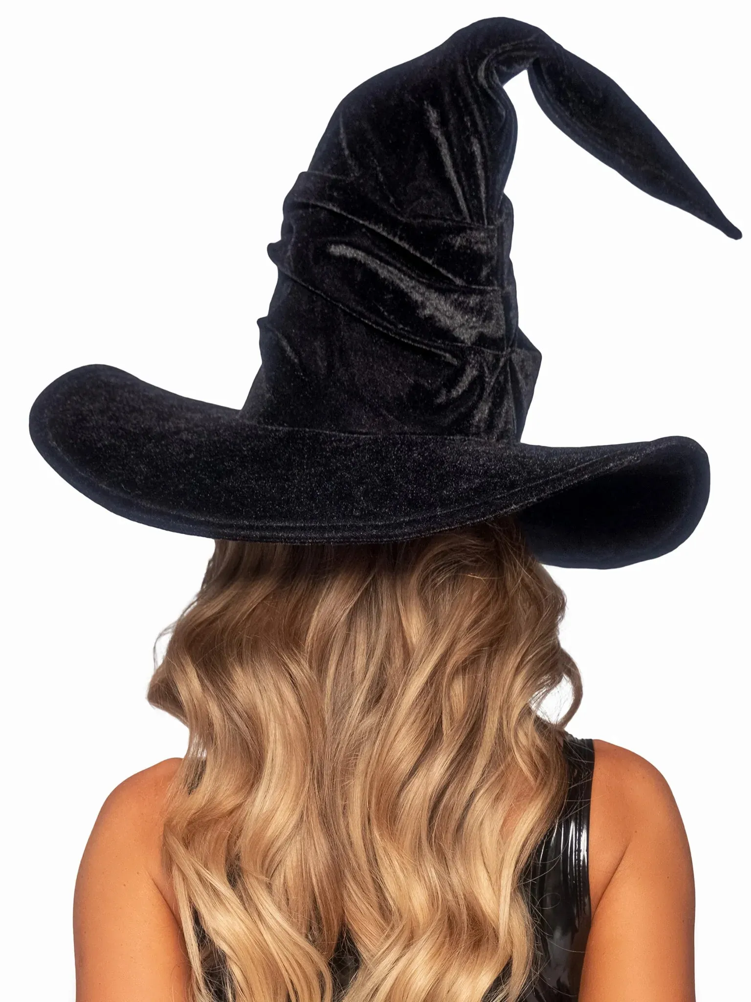 Black Velvet Ruched Witch Hat