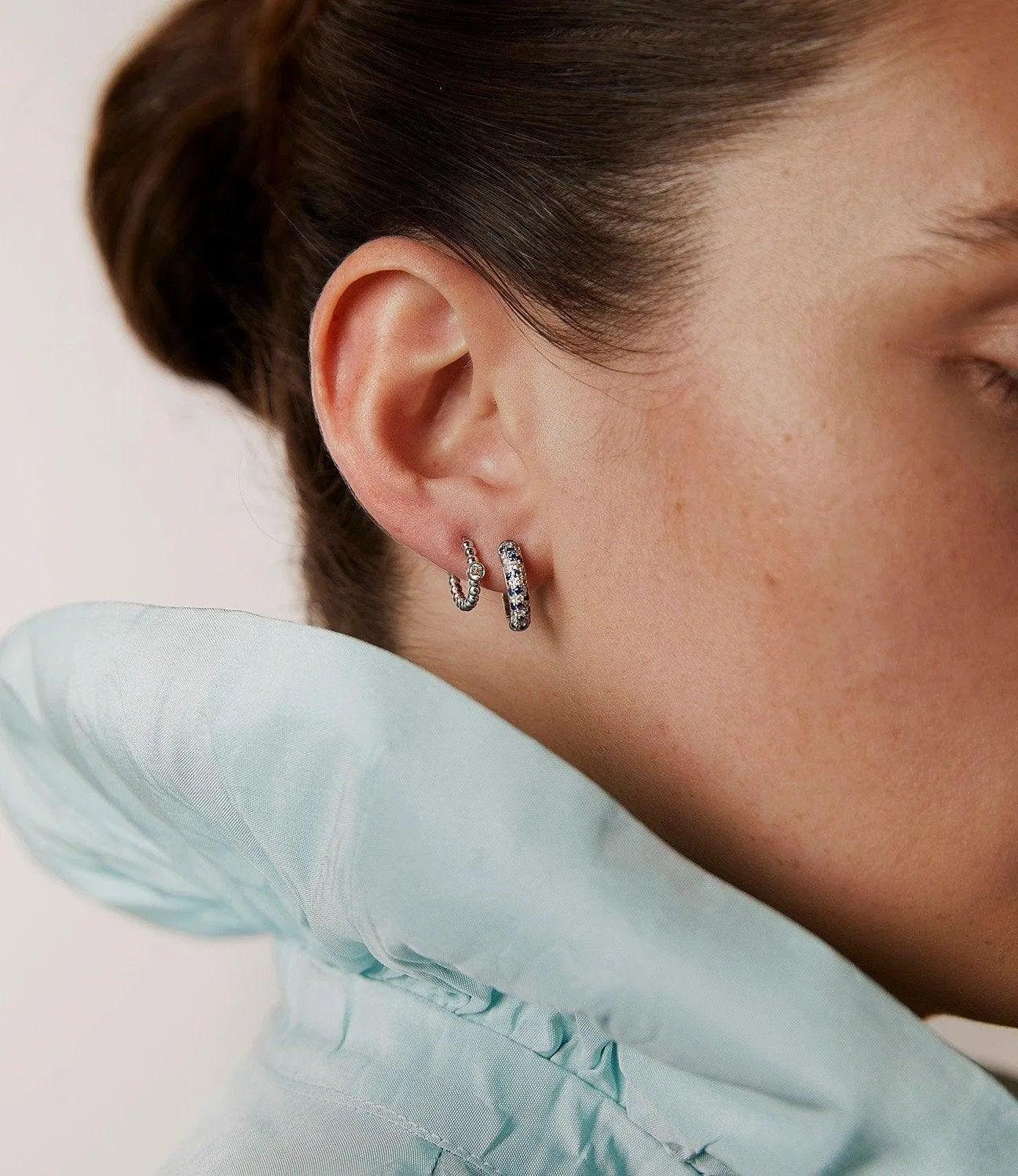 Blue Speckled Hoop Earrings