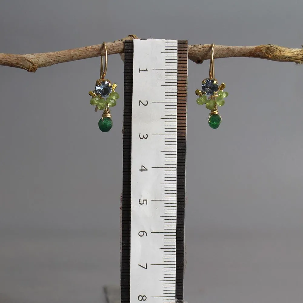 Blue Zircon Peridot Petite Dancer Earrings